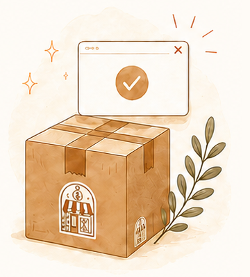 Colis prêt à expédier avec validation, lancement de la boutique