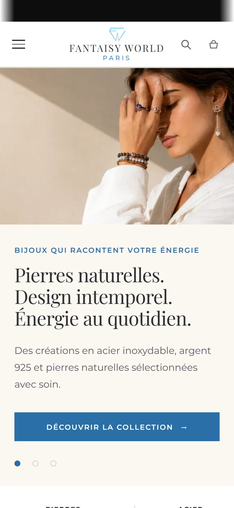 FantaisyWorld : la même page sur mobile